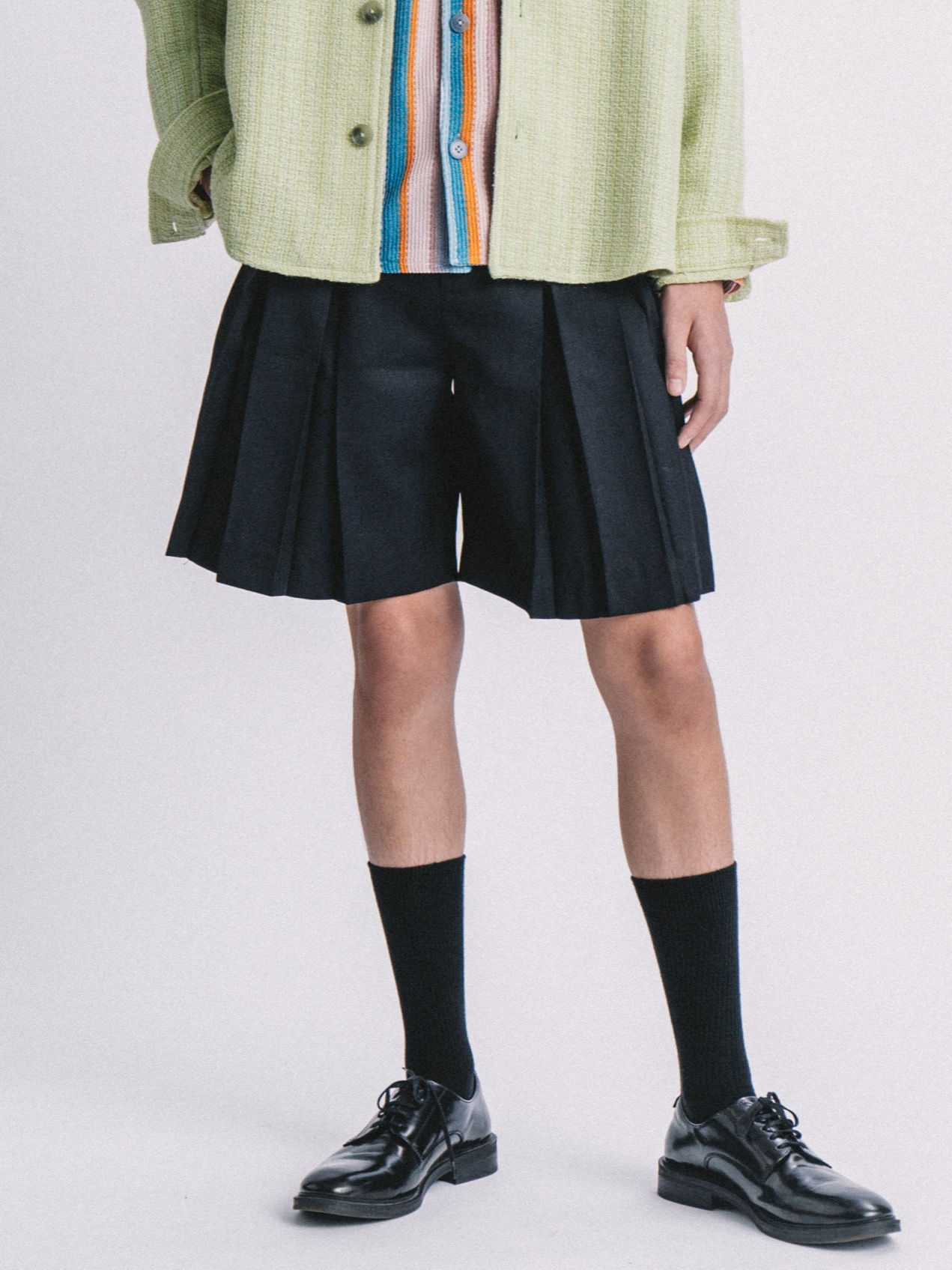 Black Pleated Shorts