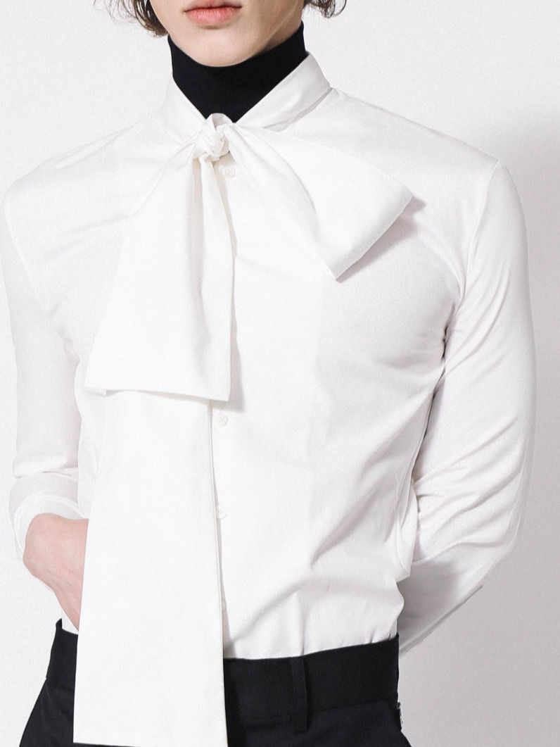 Thumbnail: White Pussy Bow Shirt