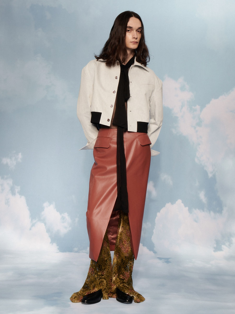 Thumbnail: Vegan Leather Slit Skirt
