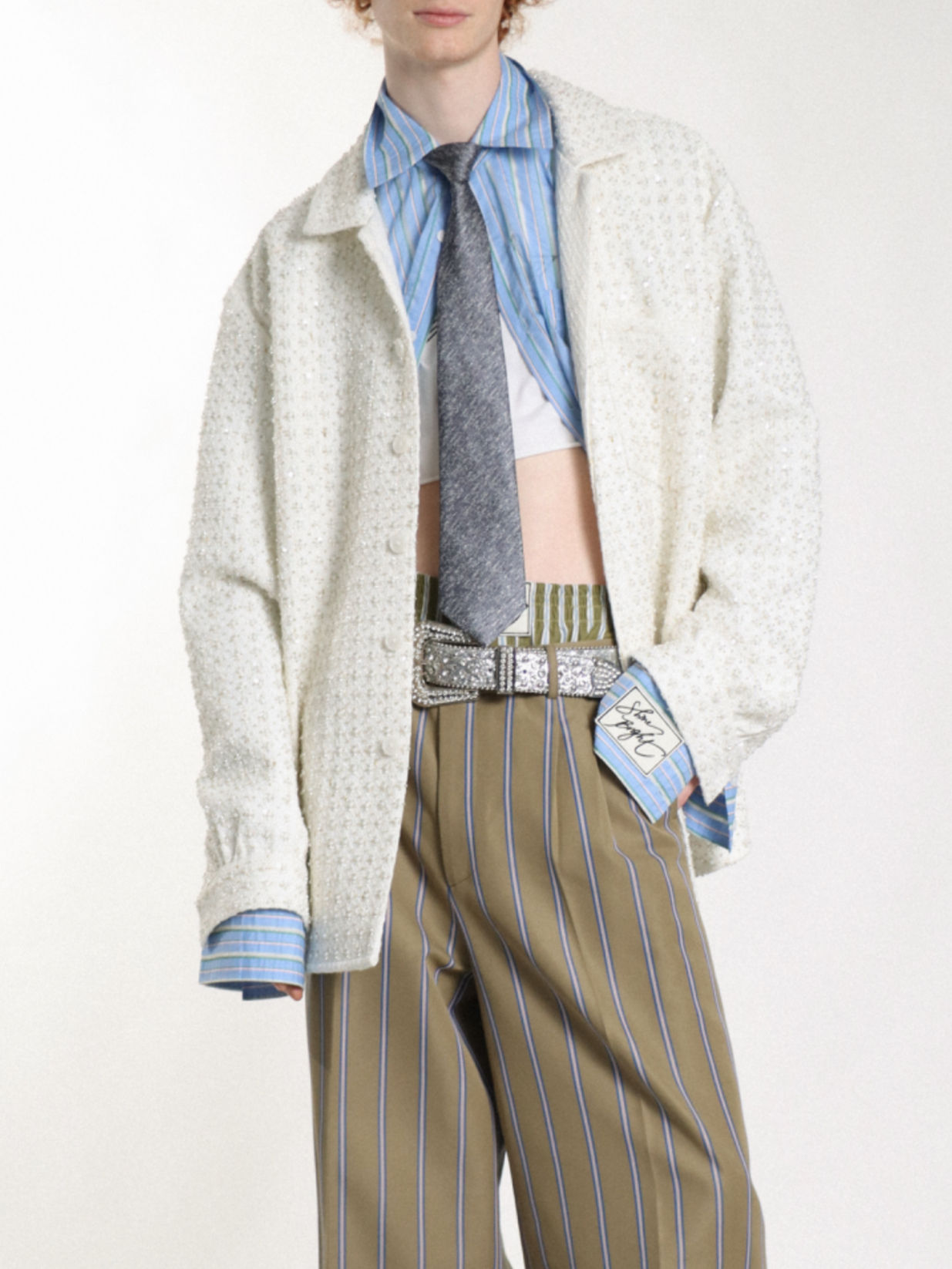 Embellished Tweed Shirt Jacket