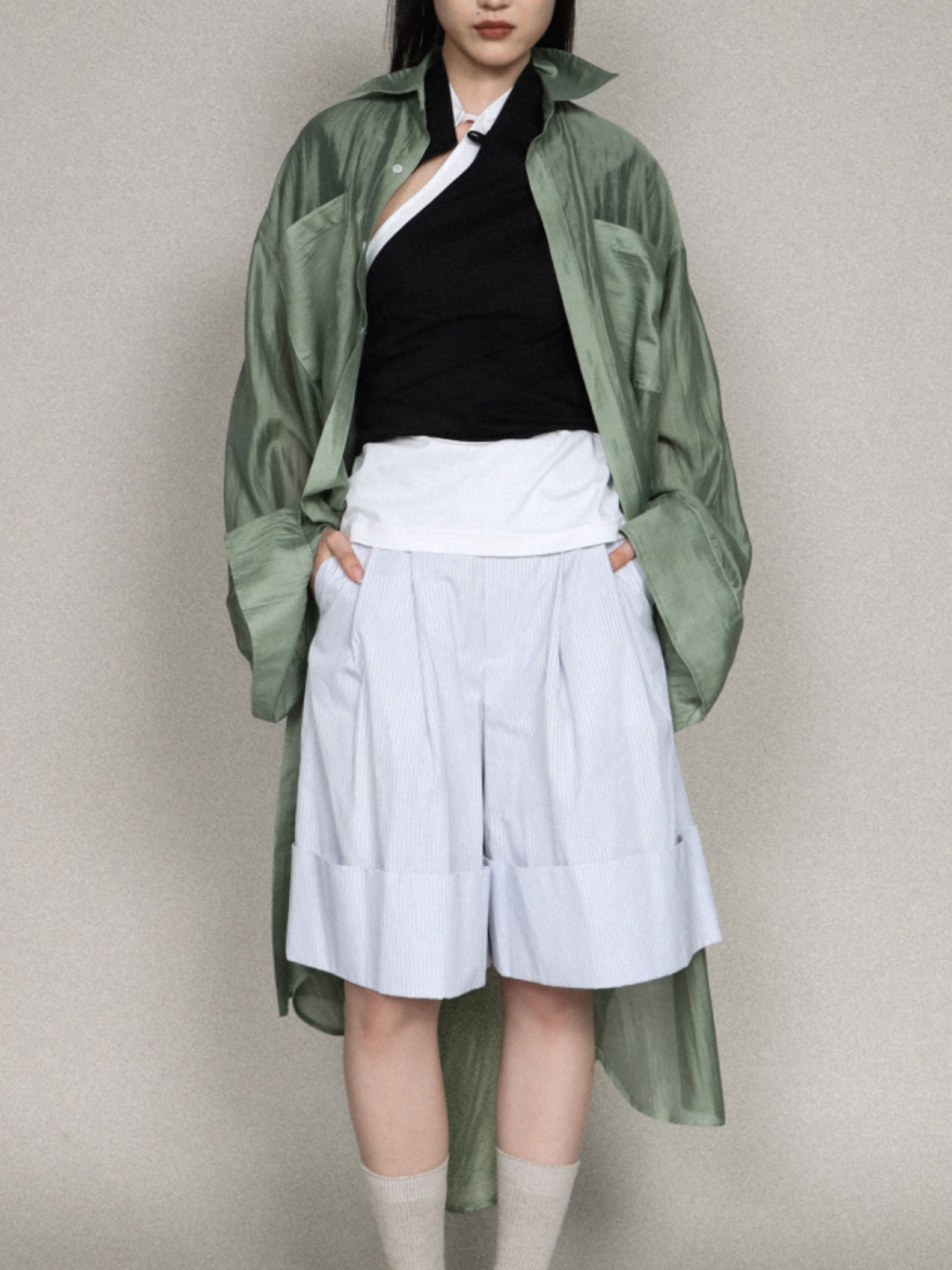 Mint Green Cheongsam Shirt