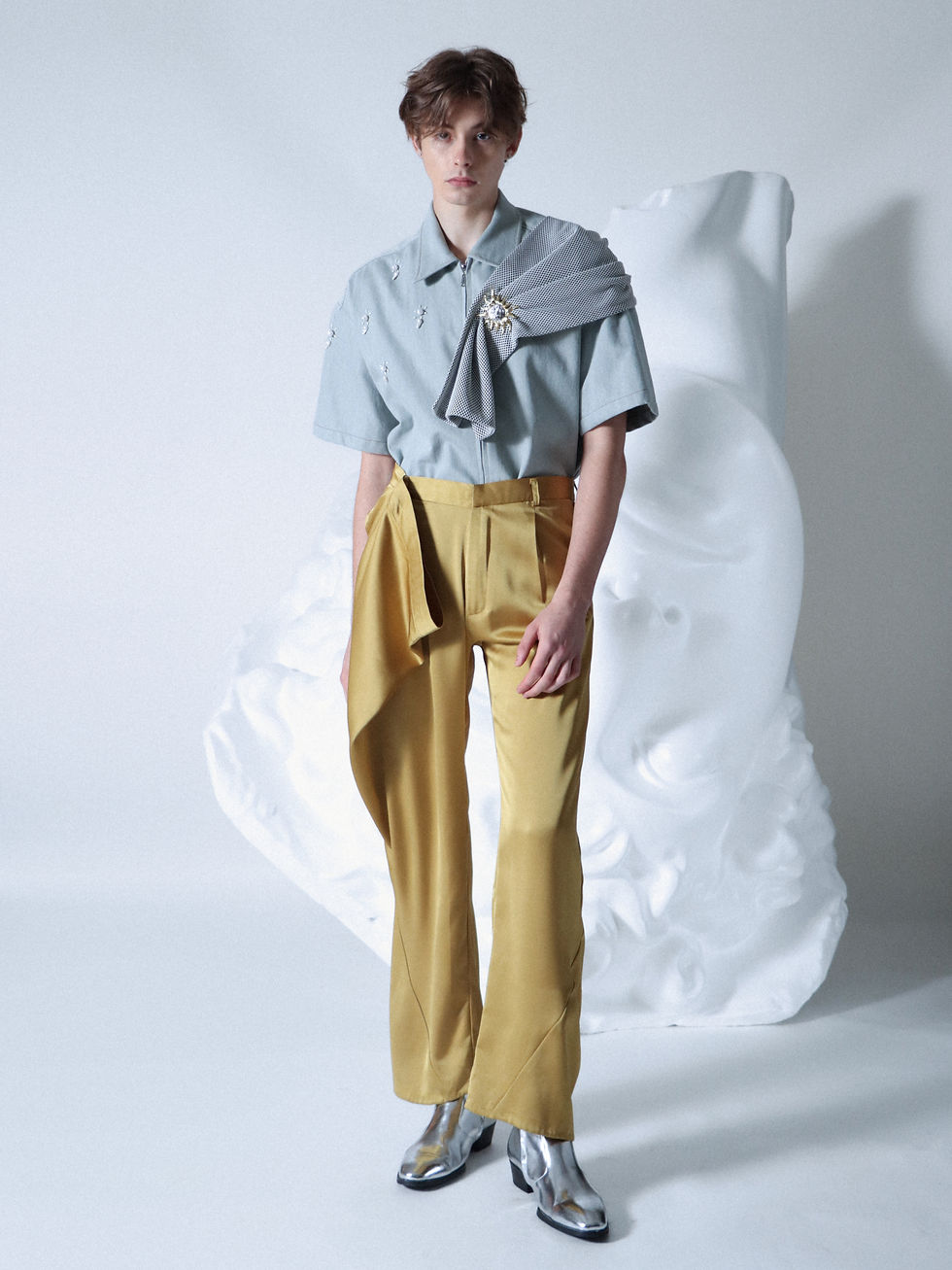 Thumbnail: Ornamented Jean Zip Short Shirt