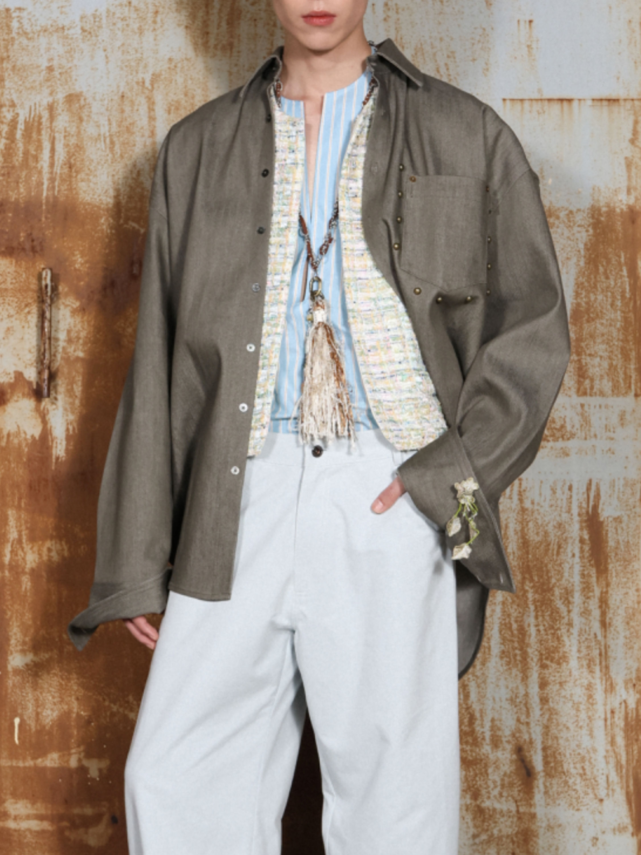 Riveted Denim Boyfriend Shirt