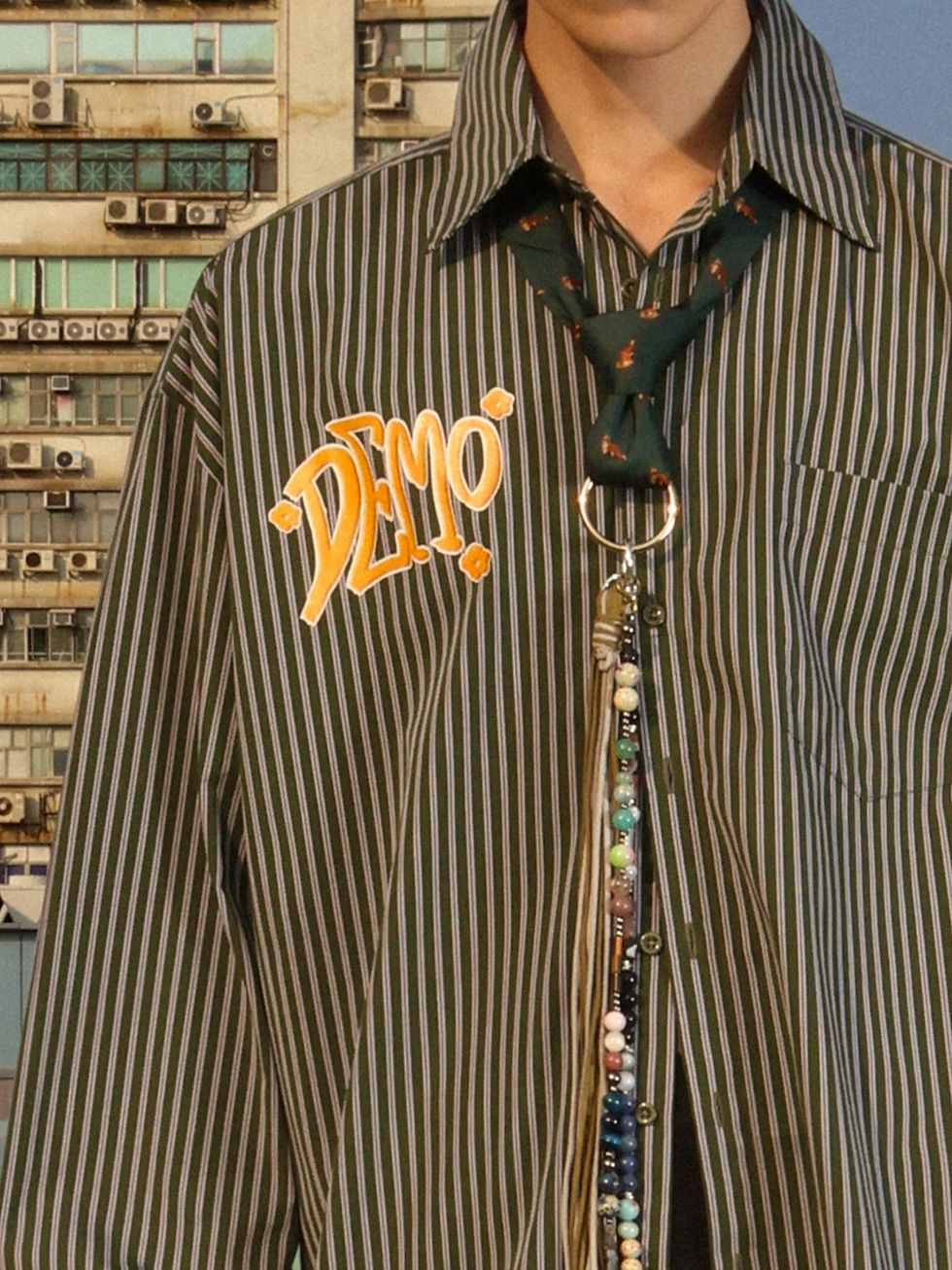 サムネイル： Smoke & Sage Striped Boyfriend Shirt