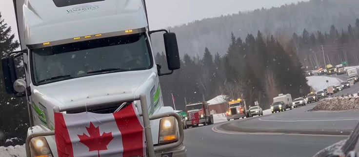 Freedom Convoy 2022 in Solidarität mit den Lkw-Fahrern