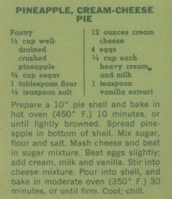 PINEAPPLE CREAM-CHEESE PIE
