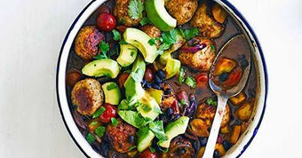 Spicy Meatballs with Chilli Black Beans