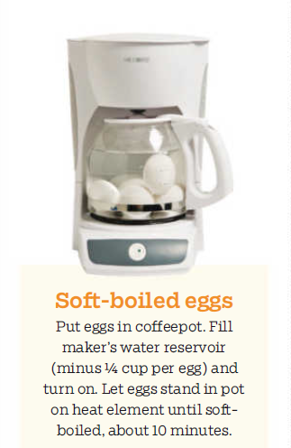 Soft-boiled eggs in the coffee pot