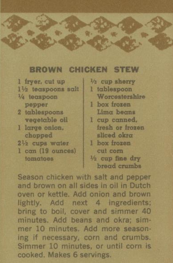 BROWN CHICKEN STEW