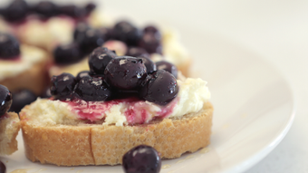 Ricotta and roasted grape open sandwich