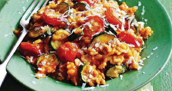 Tomato and courgette risotto