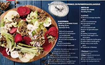 Beetslaai met saadsprinkel en papawersaadslaaisous