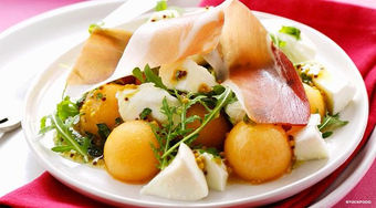 Melon, Mozzarella and Ham salad