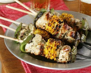 Chicken and mealie kebabs