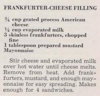 Frankfurter-cheese filling