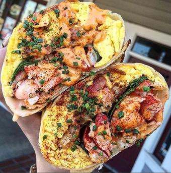 Lobster breakfast burrito