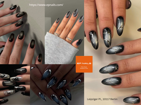 Matte Black & Silver Foil Nails – Dein Power-Look bei EP NAILS Berlin