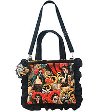 Daydreamer bag in Day Of The Dead Burlesque print fabric.jpg