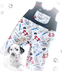Baby dungarees (overalls) handmade in Disney inspired 100% woven cotton fabric with 101 Dalmatian print. This item is not an official product, but made from licenced Disney fabric