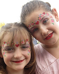 Pretty princess face painting (in Newcastle) with hearts and flowers