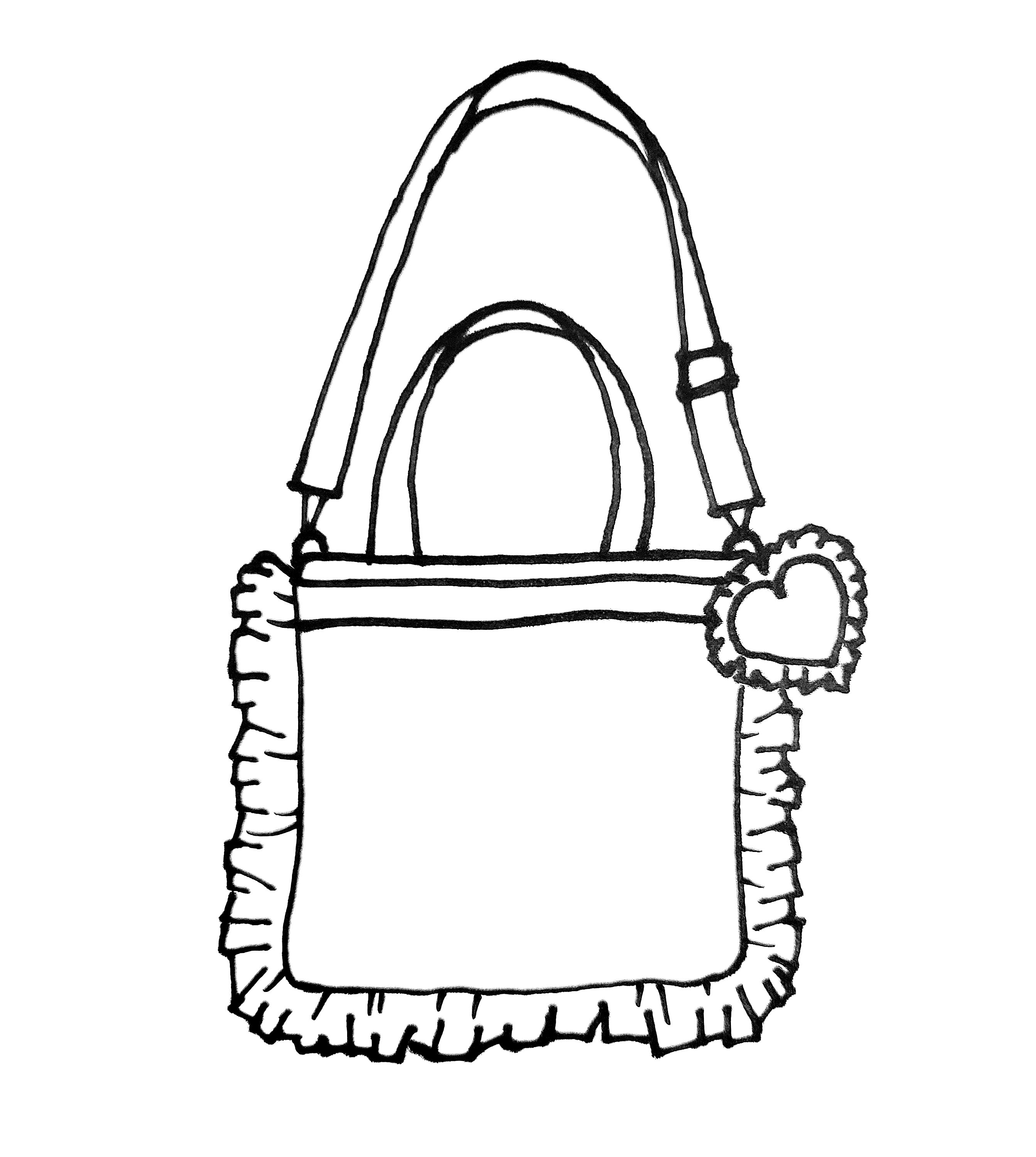 Daydreamer bag - made to order - black and white outline drawing of bag - made to order in your choice of fabric