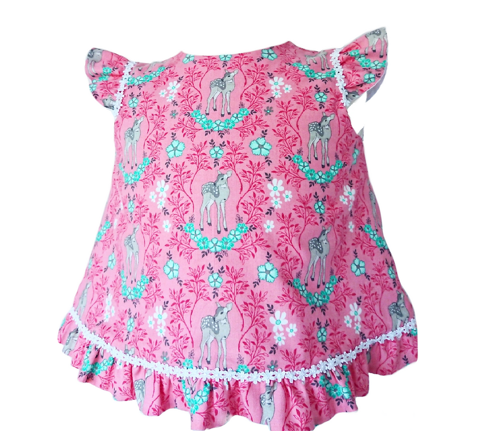 Thumbnail: FAWN & FLORAL FRILL BACK TOP 3-4 YEARS