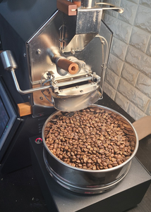 Kona coffee beans roasting at Straus Kona Farms