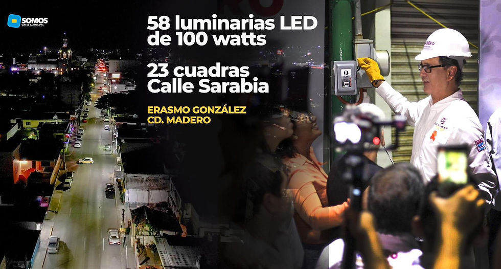 Instalan 58 Luminarias LED en la Calle Sarabia de Ciudad Madero