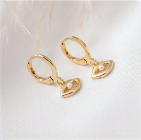24K Gold Plated Hoop eye-shaped earrings