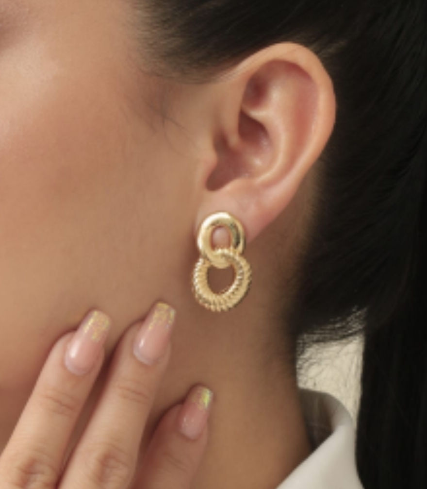 Thumbnail: Double ring stud earrings  - Nativo