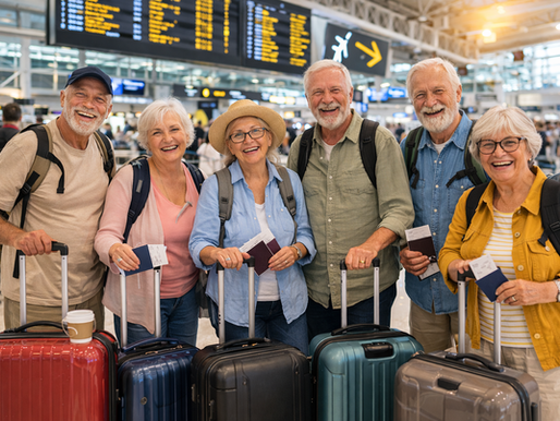 65+ group travelers excited for adventure