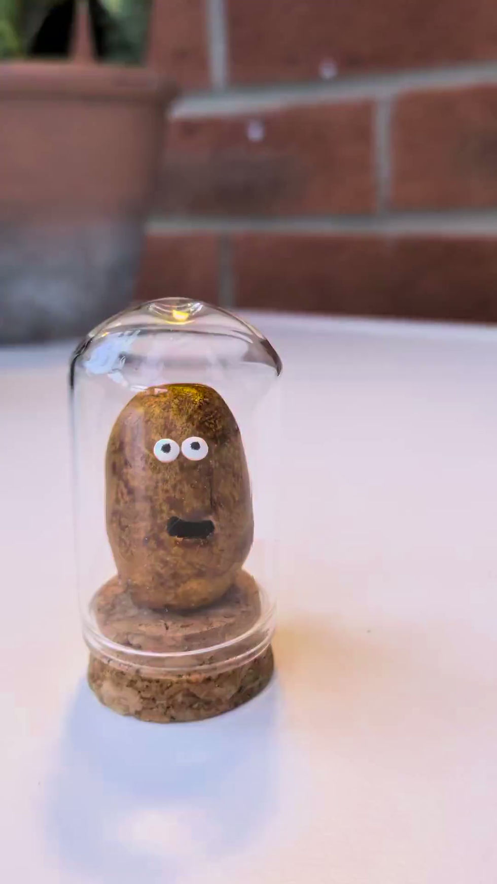 Thumbnail: Handmade Miniature Baked Potato  • Funny Food Sculpture in Glass cloche Display 