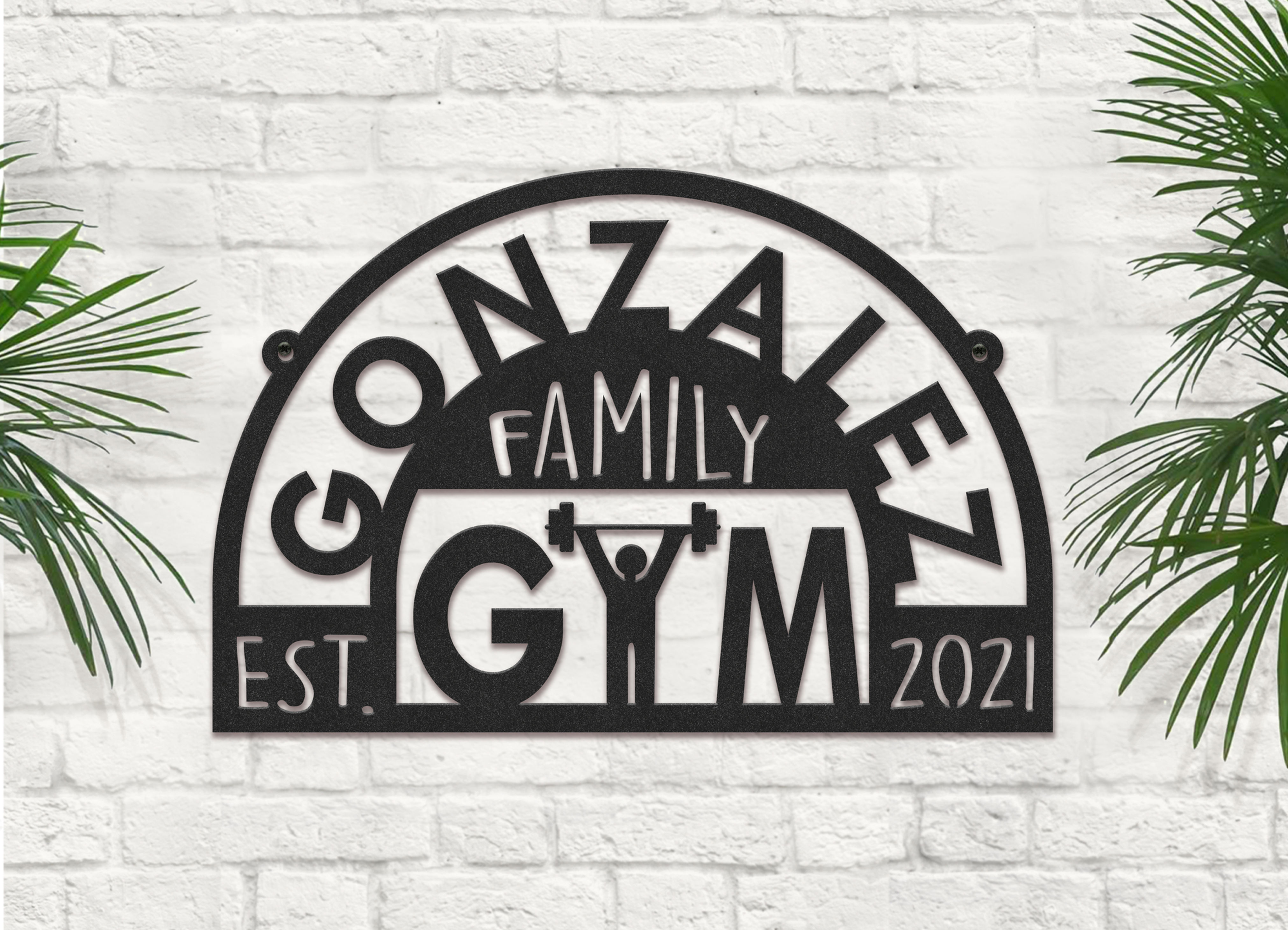Custom Metal Family Gym Sign, Personalized Workout Decoration