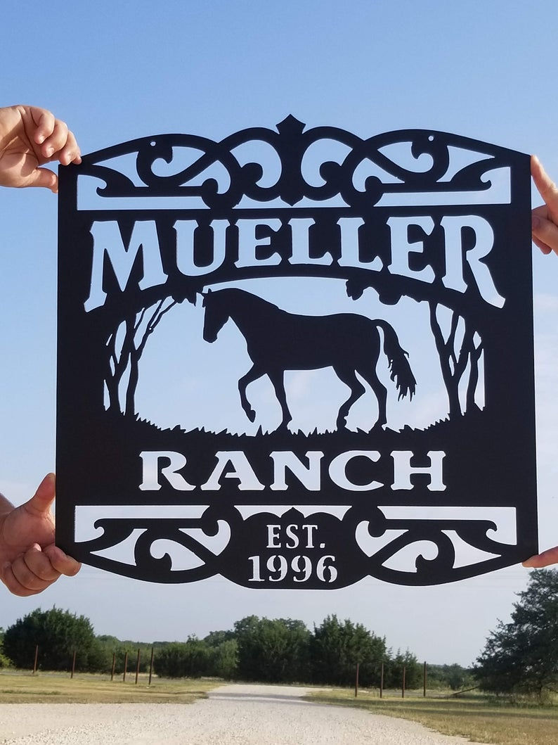 Thumbnail: Custom Metal Farm Sign, Personalized Horse  Wall Art LMW 12-01