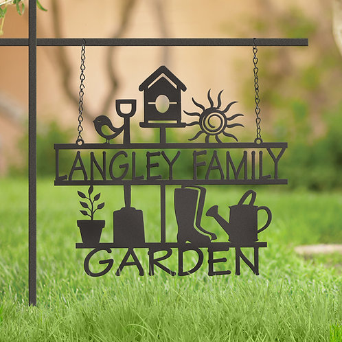 Custom Metal Family Hanging Garden Sign | Langley Metal Works
