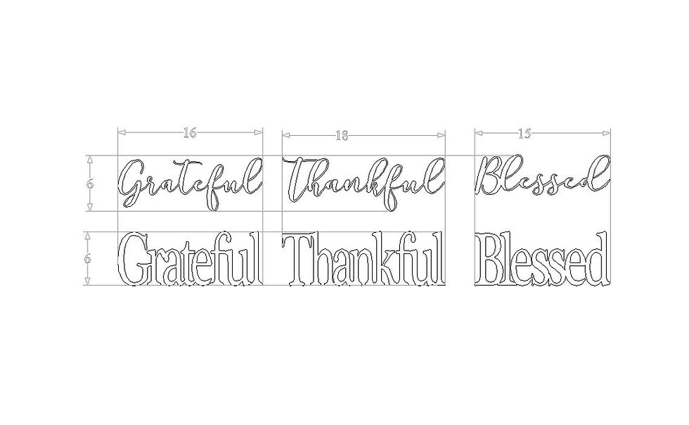 Thumbnail: Grateful Thankful Blessed Script Word Signs, Wall Decorations