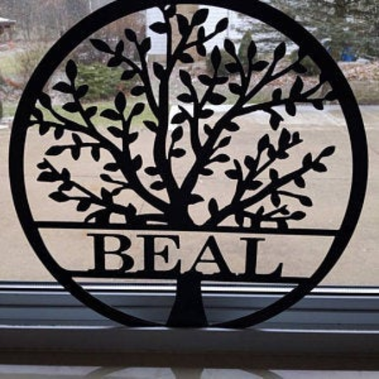 Thumbnail: Family Spring Tree Last Name Custom Metal Sign