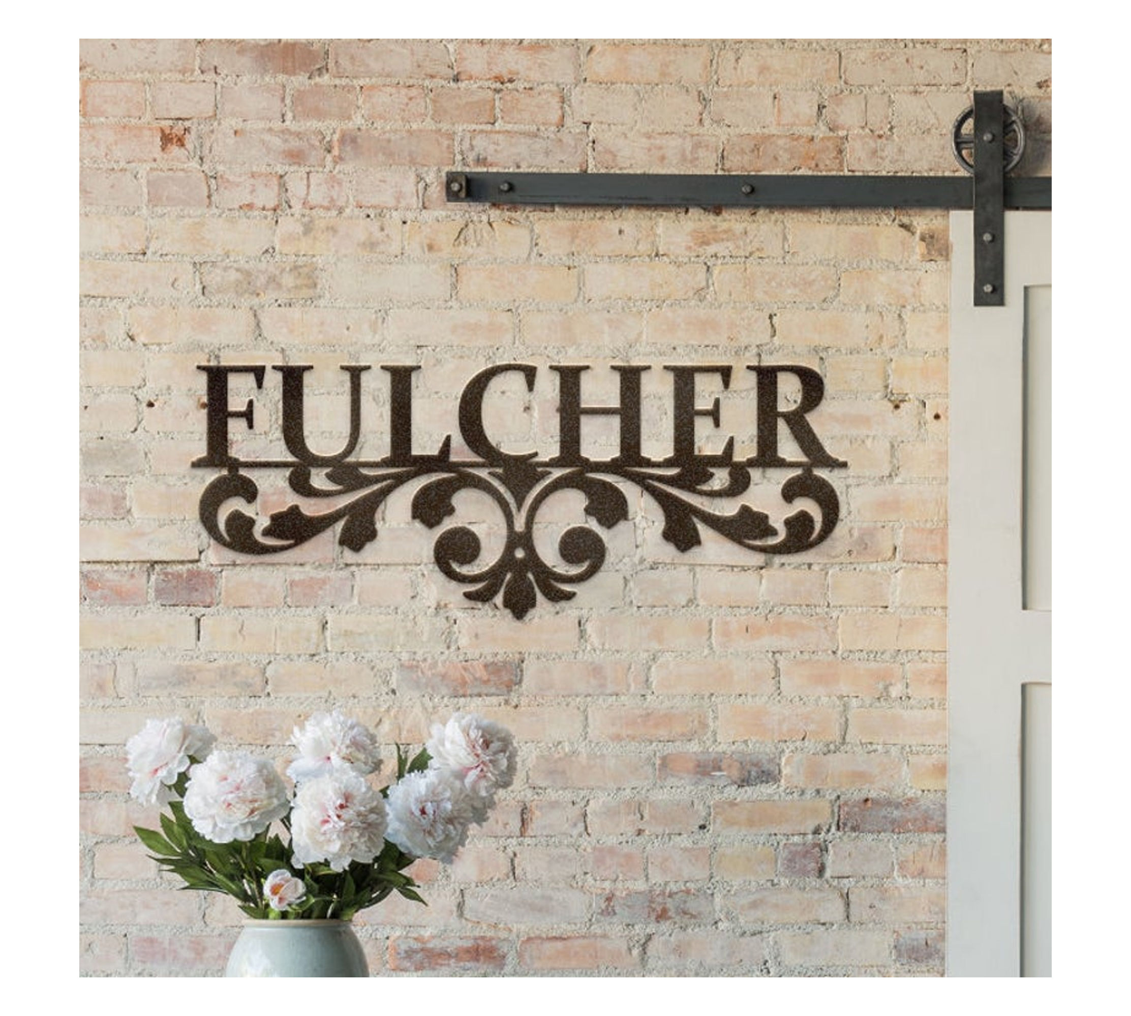Classy Scroll Custom Last Name Metal Sign