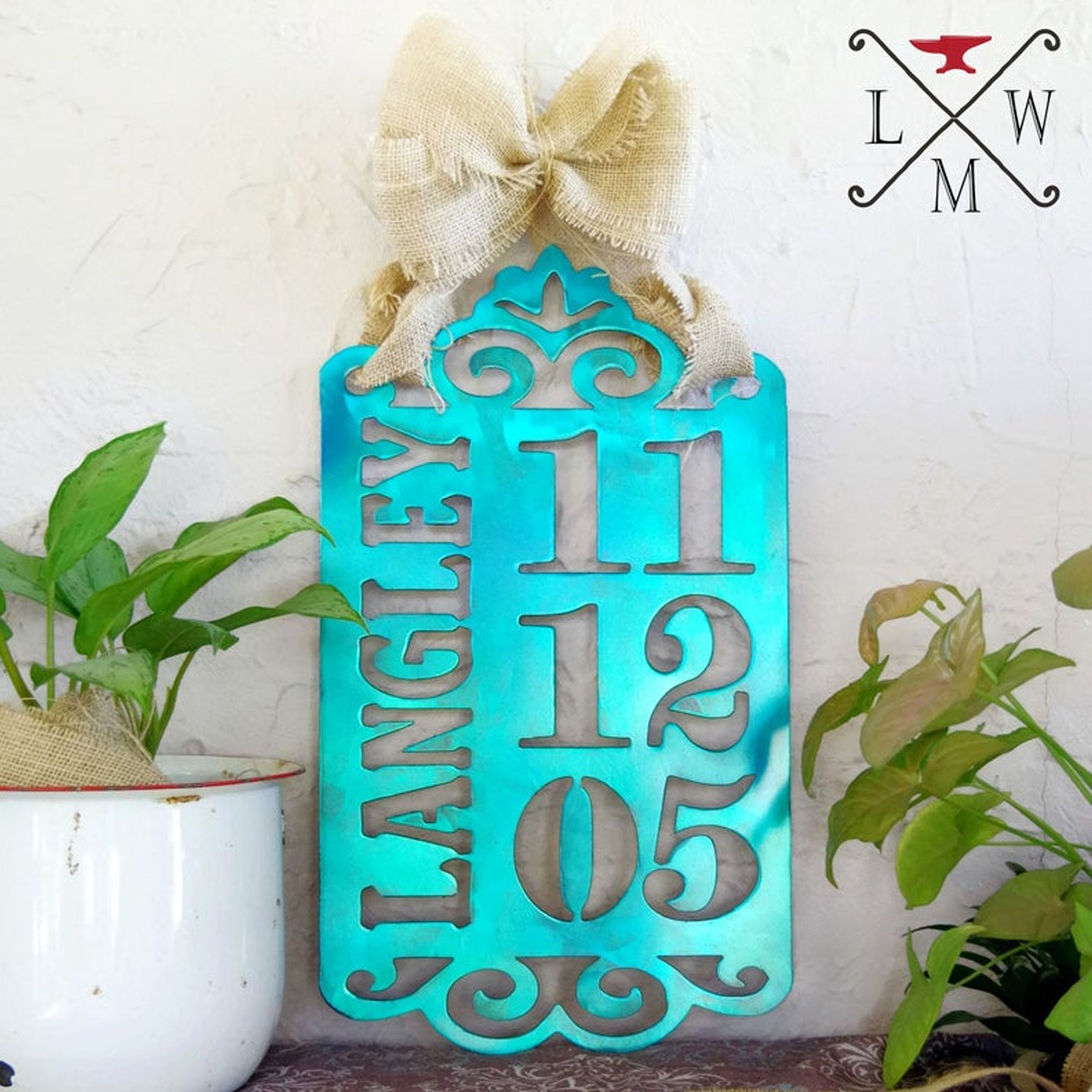 Metal Anniversary Sign / Wedding Sign / Engagement Photo Prop / Wedding Date Sig