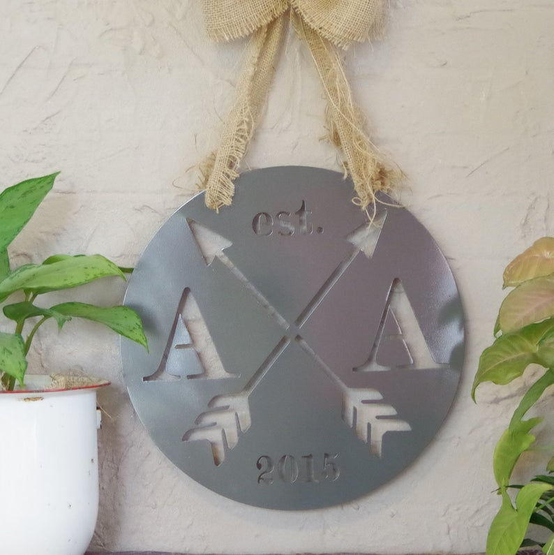 Thumbnail: Metal Initial Anniversary Wedding Sign and Valentines Gift