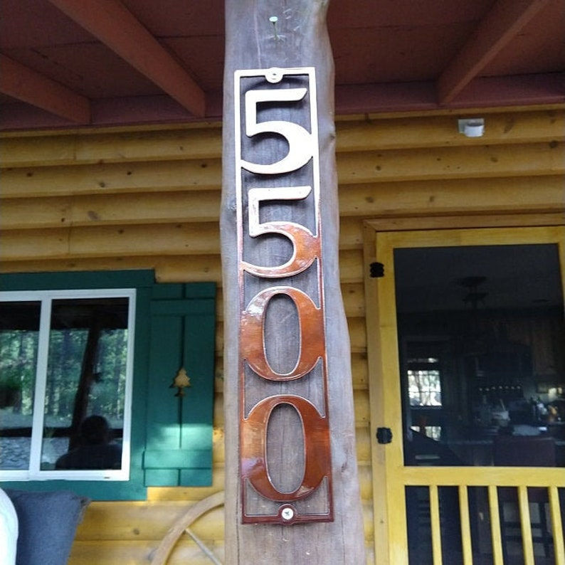 Thumbnail: 3 1/2" Wide Vertical Home Address Sign, Metal Vertical Numbers for 4 x4 post