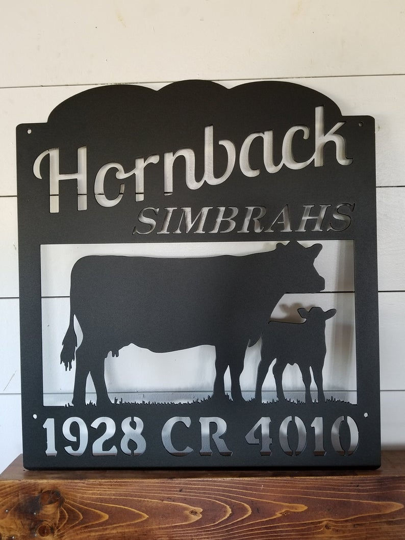 Thumbnail: Custom Cattle Cow and Calf Family Farm Sign LMW-16-47