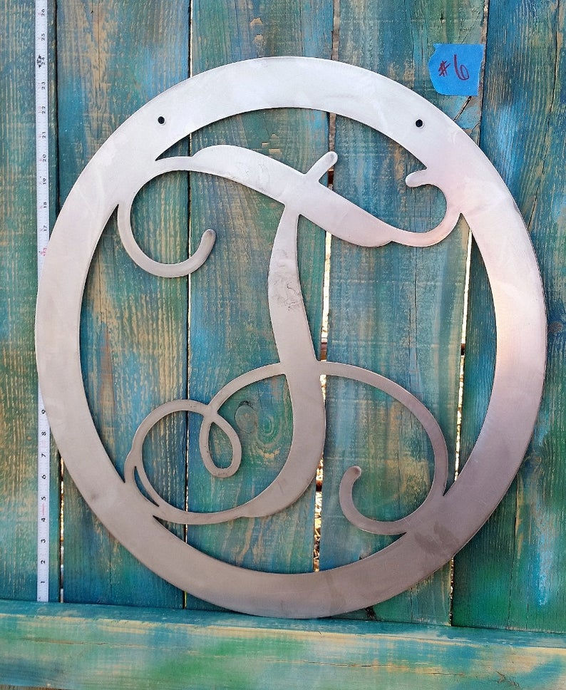 Thumbnail: Metal Monogram Framed Initial Door Letter Sign Hanger