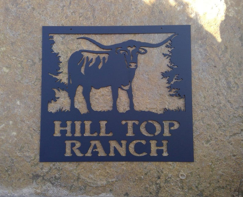 Thumbnail: Longhorn Metal Farm Sign