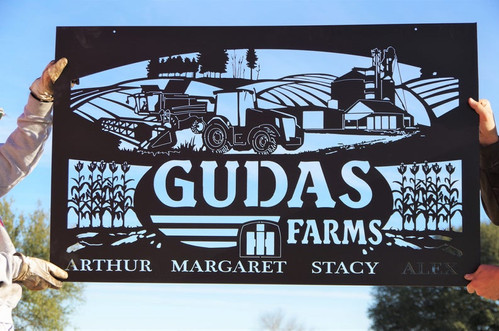 Custom Farm or Name Sign with a tree, cows, tractor and corn | Langley ...