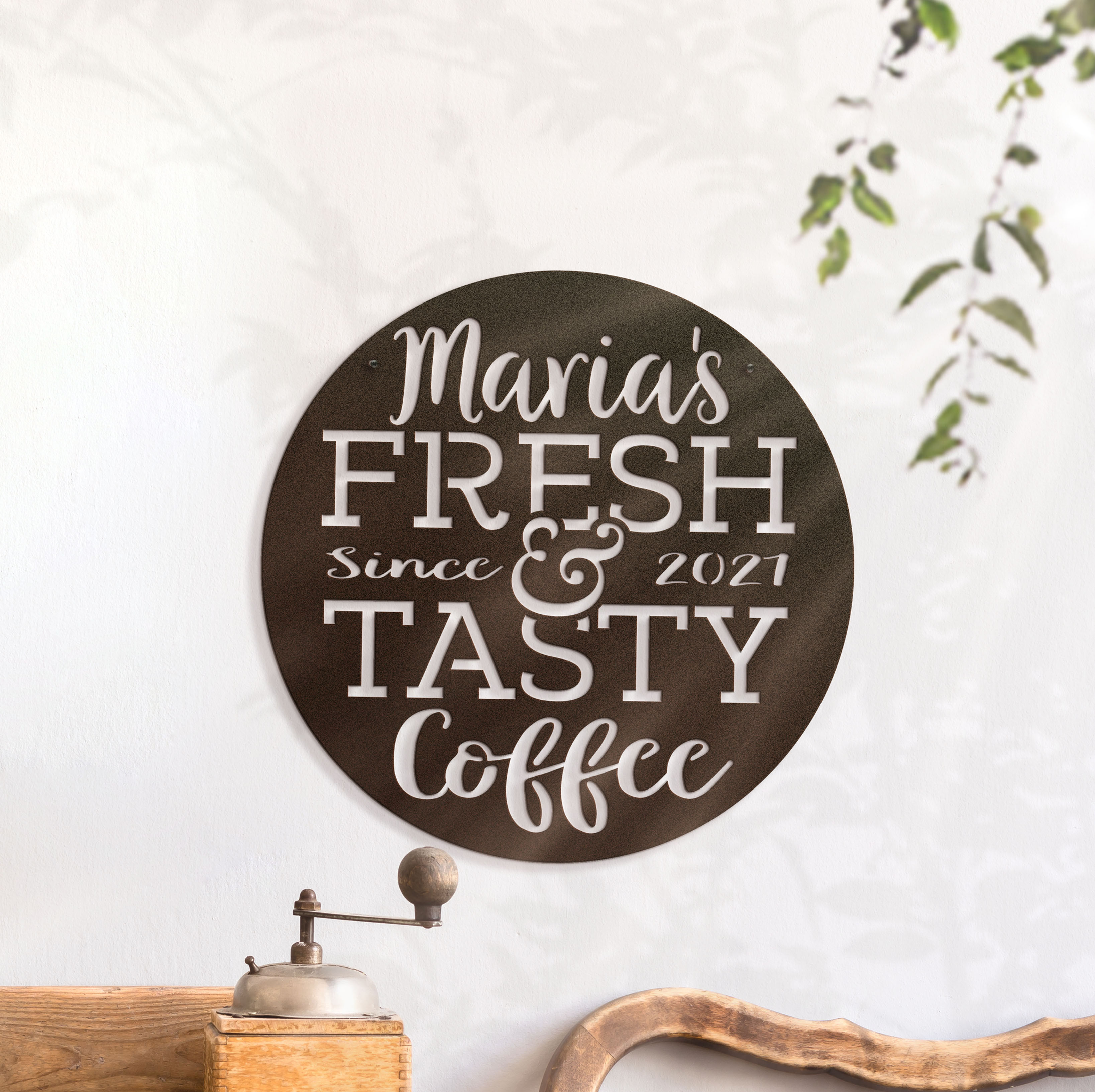 Custom Fresh Coffee Sign, Personalized Coffee Station Decoration