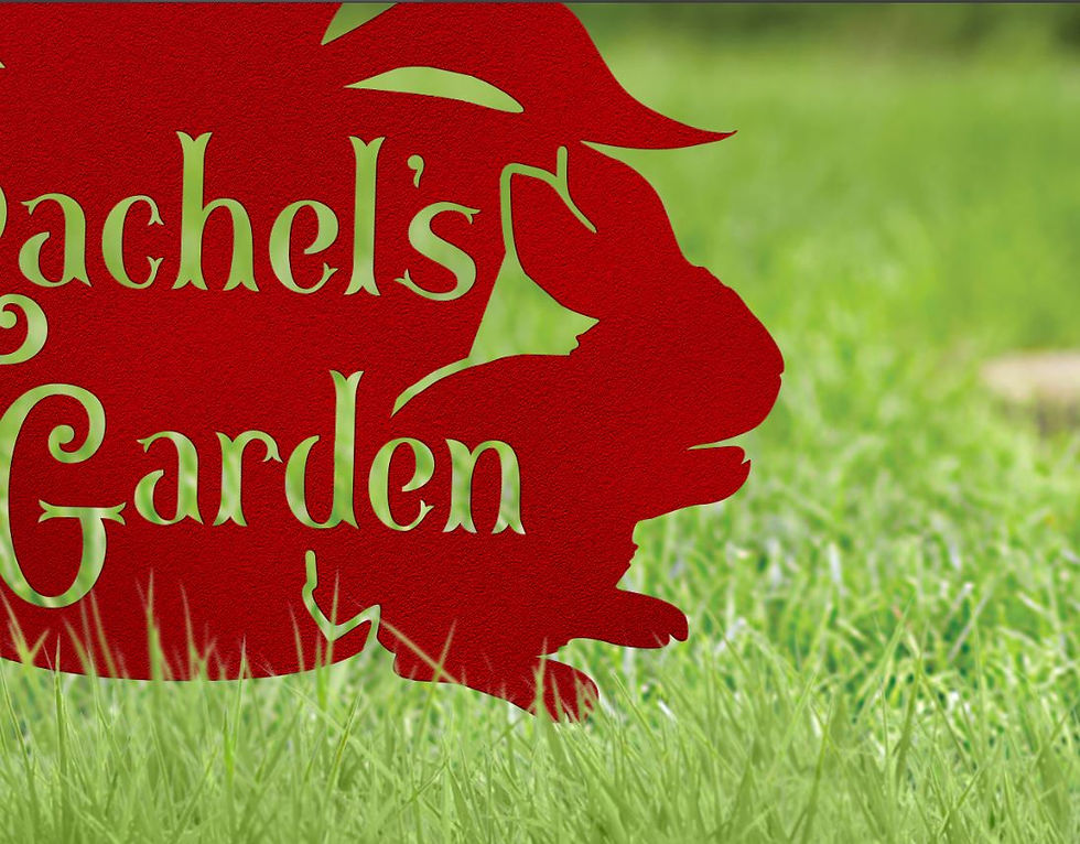 Thumbnail: Flower and Bunny Hanging Garden Sign, Gift for Gardener