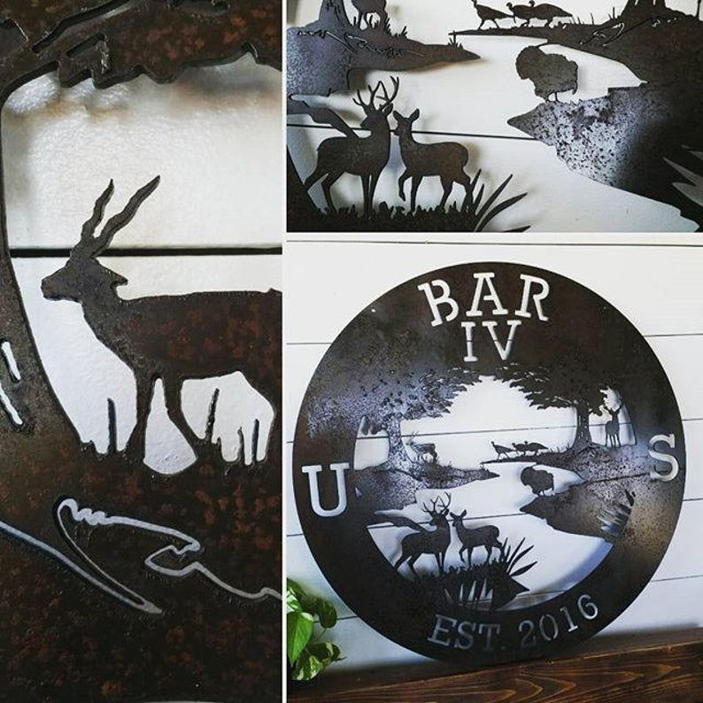 Thumbnail: Rio River Sign with Wildlife LMW-16-30, Wildlife Metal Art