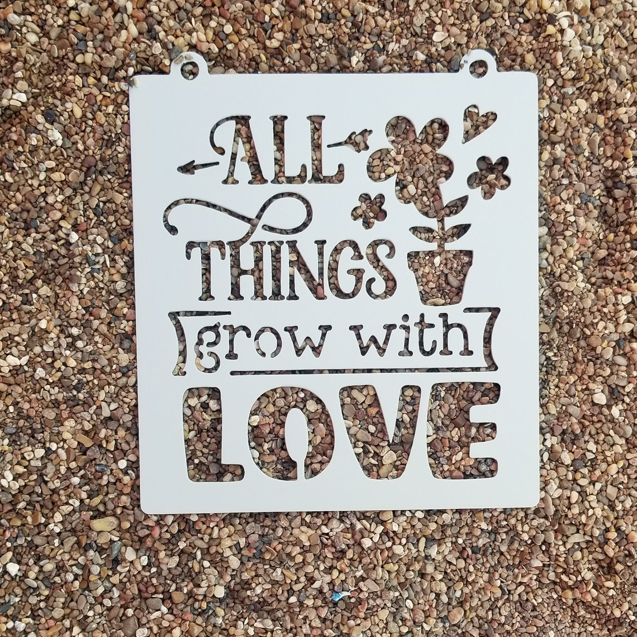 All Things Grow With Love Hanging Metal Garden Sign