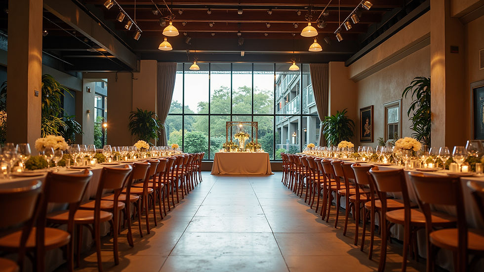 Wide angle view of a Brisbane event venue set up for photography
